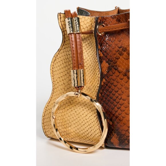 NWT Ulla Johnson Adria Pleated Wave Snake-Embossed Leather Pochette Handbag - Picture 3 of 11